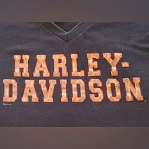 Harley Davidson black top shirt tee leopard Lg